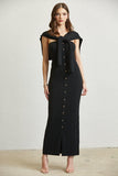 Black Sleeveless Knit Dress Front View