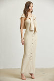 Beige Sleeveless Knit Dress Front View