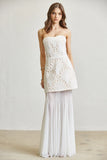 Monaliza Embroidered Lace Strapless Top & Skirt Set