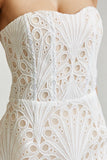 Monaliza Embroidered Lace Strapless Top & Skirt Set