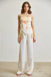 Seashell Pearl Strap Satin Top & Pant Set