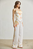 Seashell Pearl Strap Satin Top & Pant Set