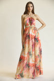 Sontee - Multi-color Marble Print Pattern Dress