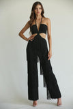 Elizabella - Multi-tiered Fringe Detailed Pants Jumpsuit