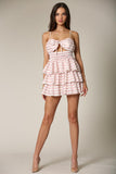 Goldcorn - Stripe Print Pattern with a Ruffled Neckline With Tie Front