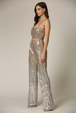 Emmly - A sequin top + pant set featuring striped gold