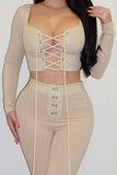 Elle - Zig Zag Threaded Top Set(Cream)