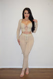 Elle - Zig Zag Threaded Top Set(Cream)