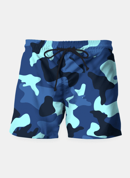 Blue Marine Army Camo Camouflage Pattern Shorts