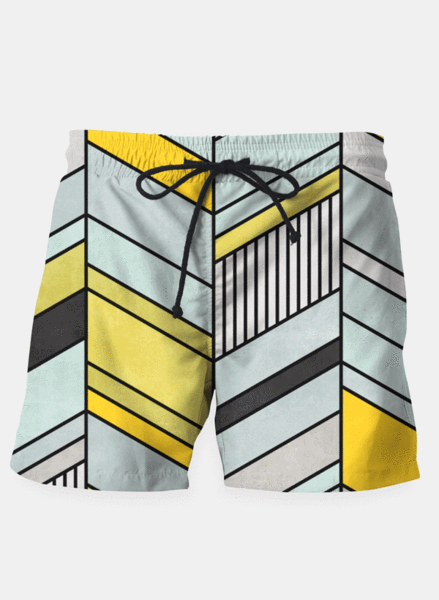 Colorful Concrete Abstract Chevron Pattern Shorts