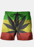 Green Yellow And Red Color Cannabis Marijuana Flag Shorts